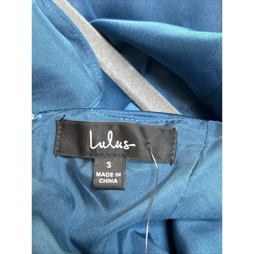 Lulus Made With Love Plunging Neck and Back Dress Teal Blue Size S NWT